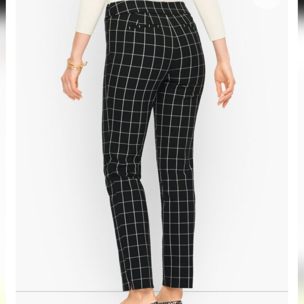 NWT Talbots Chatham Ankle Pants - Window Pane Black Cotton‎ Spandex 8 Petites